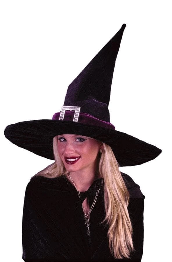 Morris "Black Pleated Velour Witch" Halloween Costume Hat Accessories