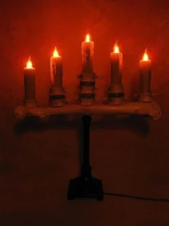 Skeletons And More "Candelabra Table Top Halloween Prop W/ 5 Flicker Candles" Haunted House Lighting