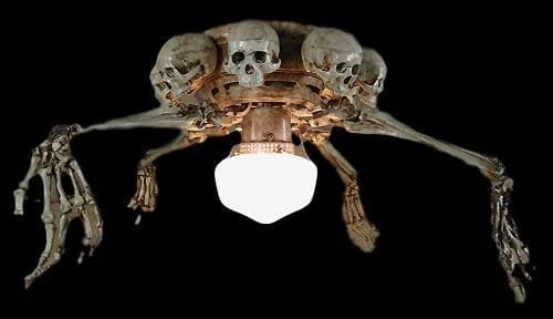 Skeletons And More "Ceiling Fan With Skeleton Arms, Skulls, And Light" Haunted House Lighting Decorations