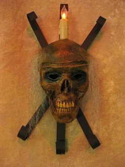 Skeletons And More "Corpsed Head Skull Wall Sconce" Haunted House Lighting