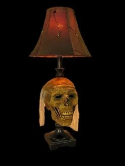Skeletons And More "Desk Lamp With Life-size Corpse Head And Antique Shade" Haunted House Lighting Horror Movie Props