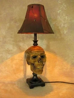 Skeletons And More "Desk Lamp With Life-size Corpse Head And Antique Shade" Haunted House Lighting Horror Movie Props