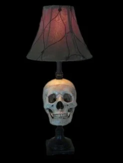 Skeletons And More Horror Movie Props "Desk Lamp With Life-size Skull And Antique Shade" Haunted House Lighting