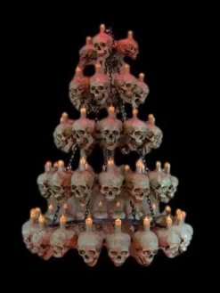 Skeletons And More "Five-Tiered Life-Size Skull Chandelier With 60 Skulls" Haunted House Lighting Horror Movie Props