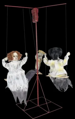 The Horror Dome "Ghostly Go Round - Creepy Dolls" Animated Halloween Props - 3 Dolls