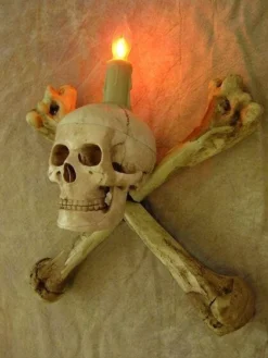 Skeletons And More "Humerus Bone Wall Sconce With 3 Inch Skull" Haunted House Lighting