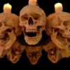 Skeletons And More "Skull Chandelier With 8 Skulls And Flameless Candles" Haunted House Lighting Decorations