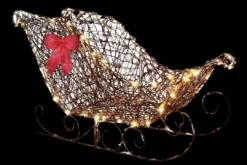 Morris Christmas Decorations "Starry Night Grapevine Sleigh" Light Up Christmas Decoration