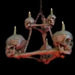 Buckeys Boneyard "Two-Tiered Skull/Bone Chandelier" Haunted House Lighting Decorations