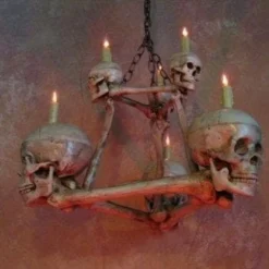 Buckeys Boneyard "Two-Tiered Skull/Bone Chandelier" Haunted House Lighting Decorations