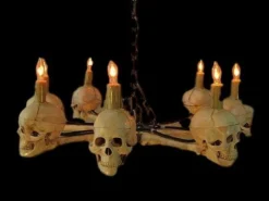 Skeletons And More "Wagon Wheel Skull Chandelier" Haunted House Lighting Decorations